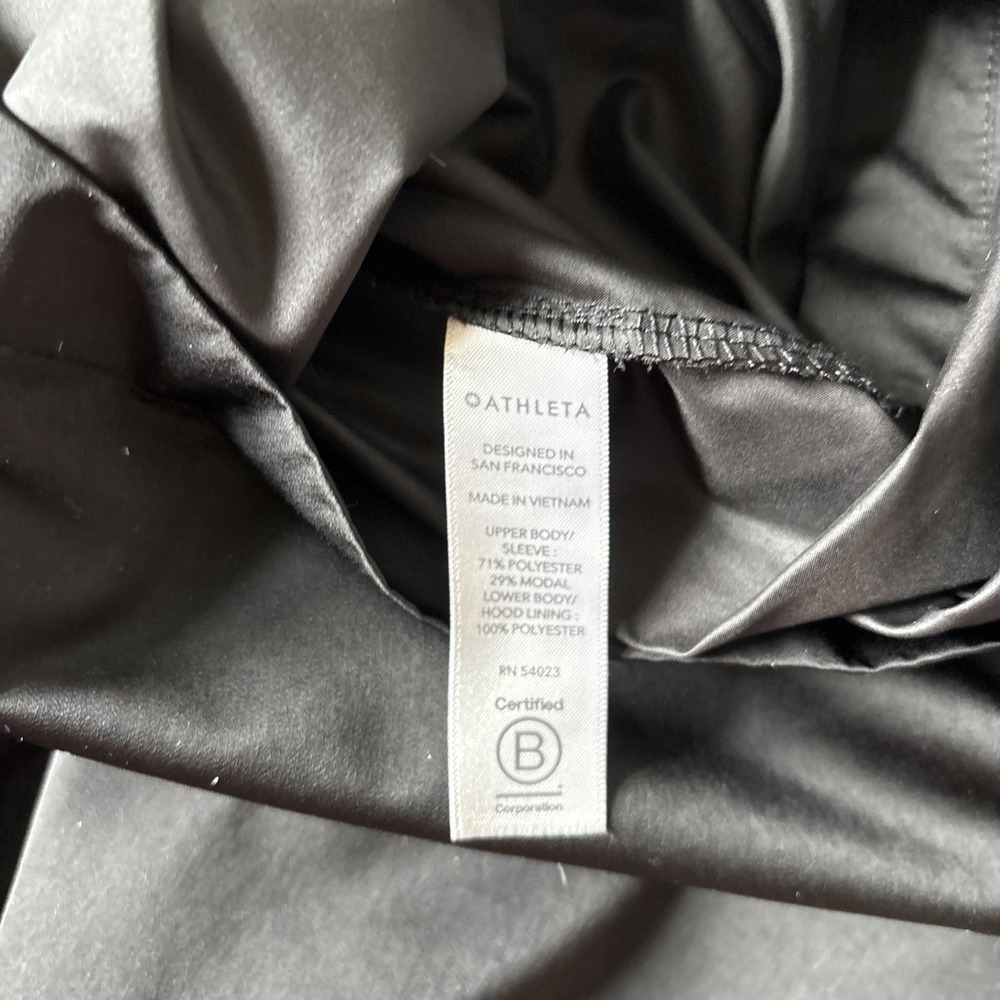 Athleta Radiant Hybrid Dress Black SIZE M Casual Athletic Hood Half Zip - Picture 7 of 11